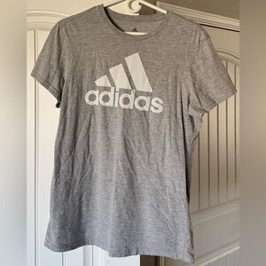 adidas Heather Gray Logo Tee with Black Print